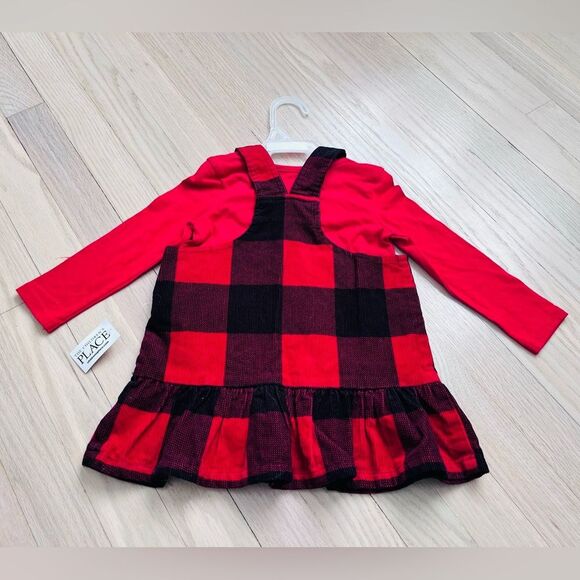 The Children's Place Buffalo Plaid Skirtall 2-Piece Set Size 12M-18M - Picture 3 of 10